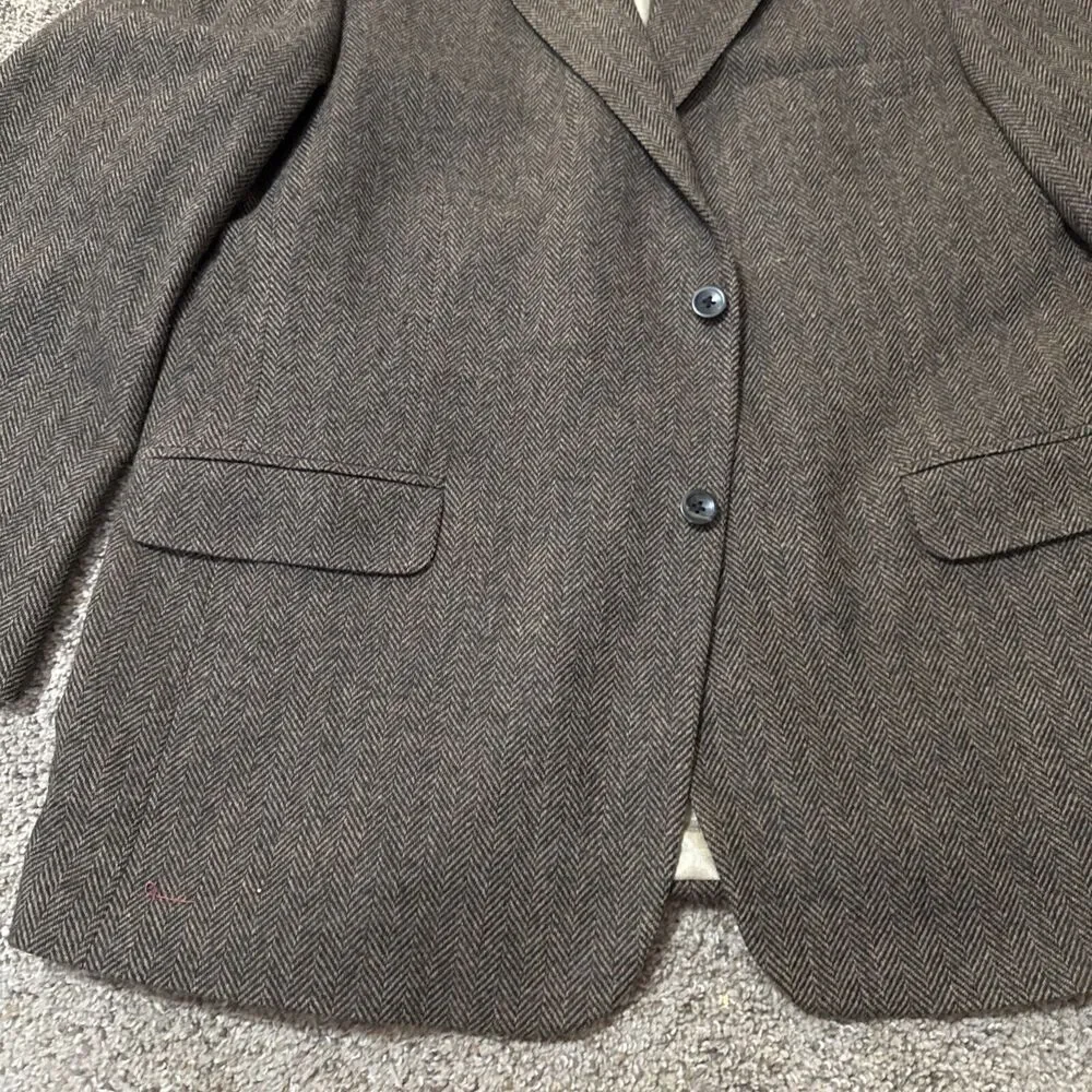 Oscar de la Renta Men's Brown Sport Coat 46R Blazer Jacket Merino Wool Lambswool
